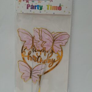 Pillangós tortadísz szett szív alakú táblával 4db pillangóval