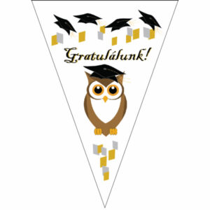 Gratulálunk,baglyos ballagási zászló 2,5m