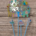 Állatos Happy Birthday tortadísz