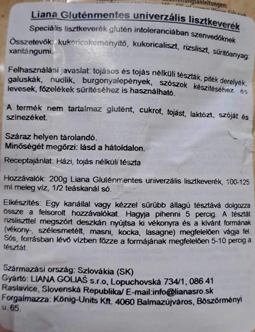 Liana gluténmentes univerzális lisztkeverék 1000g - Image 3