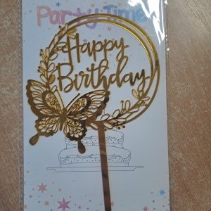 Pillangós Happy Birthday arany-ezüst