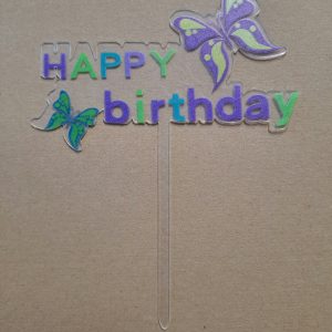 Lila pillangós Happy Hirthday beszúró