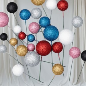 Glitteres dekorgolyók többféle színben