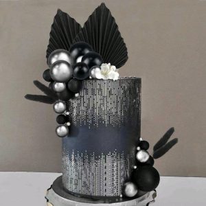 Tortadísz szett Fekete -Ezüst