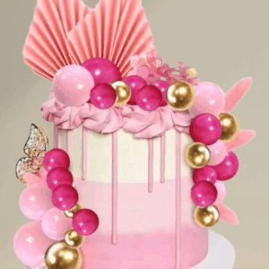 Rózsaszín-arany tortadísz szett