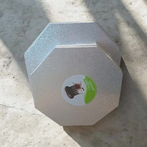 Szögletes tortadob ezüst csillogós választható méretben