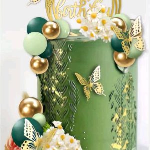 Pillangós tortadísz szett Zöld-Arany