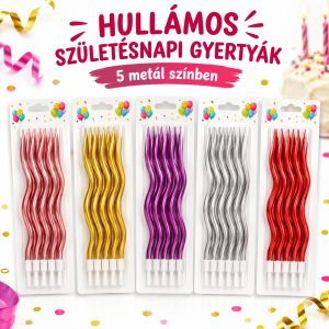 Hullámos gyertya több színben 12 db/doboz